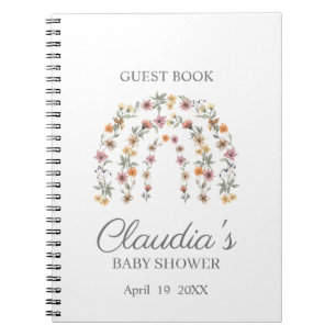 Boho Wildflower Rainbow Baby shower Guest Notitieb Notitieboek
