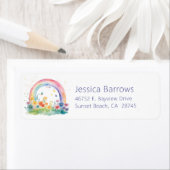 Boho Wildflower Rainbow Baby shower retouradres Etiket (Insitu)