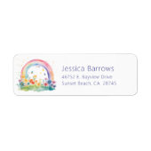 Boho Wildflower Rainbow Baby shower retouradres Etiket (Voorkant)