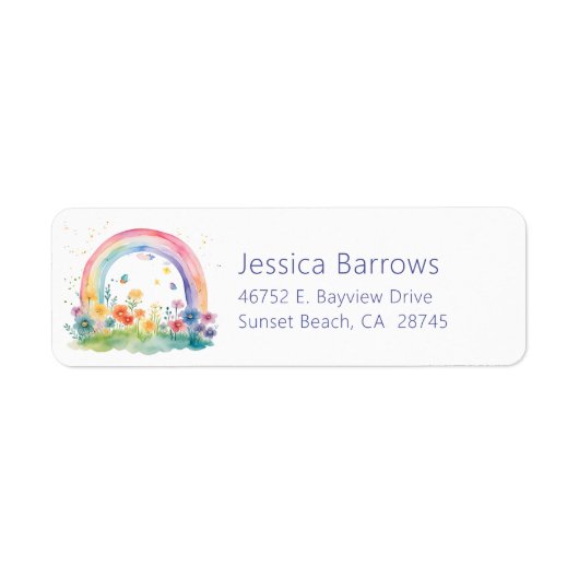 Boho Wildflower Rainbow Baby shower retouradres Etiket (Voorkant)
