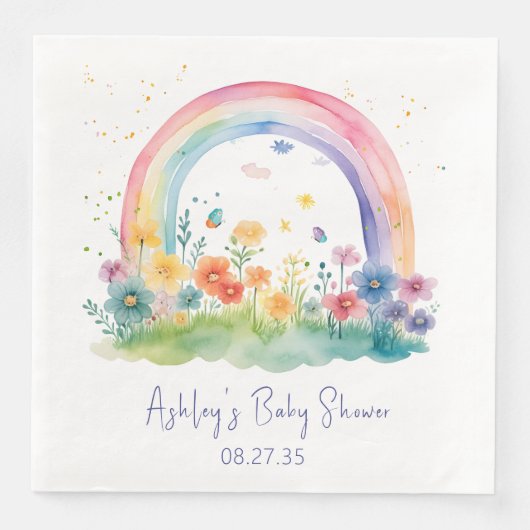 Boho Wildflower Rainbow Baby shower Servet (Voorkant)