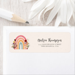 Boho Wildflower Rainbow Retouradres Etiket