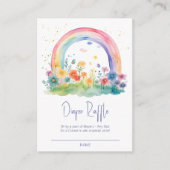 Boho Wildflower Regenboog Baby shower Luier Raffle Informatiekaartje (Voorkant)