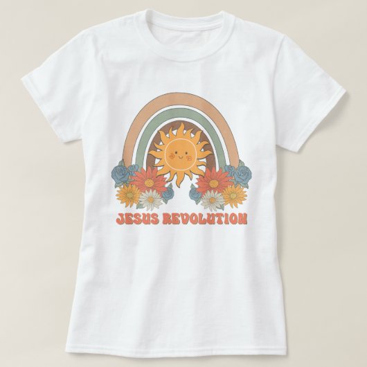 Boho Wildflower Retro Sun Jesus Revolution T-shirt (Design voorkant)