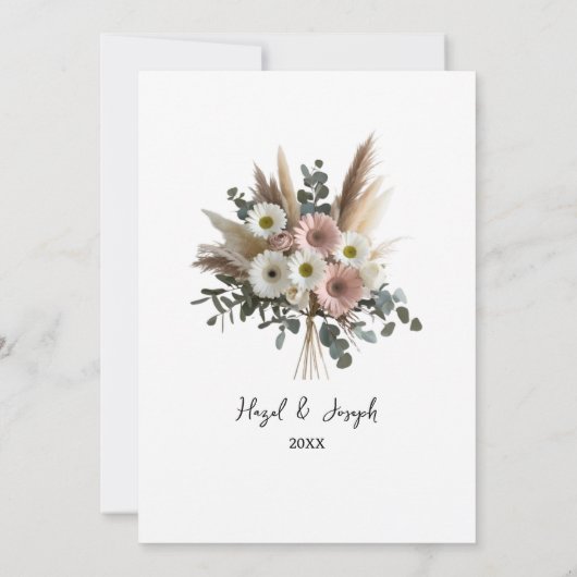 Boho Wildflower Romance | Rustieke Natuur Bloemen Save The Date (Achterkant)