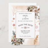 Boho Wildflower Romance | Rustieke Natuur Bloemen Save The Date (Voorkant / Achterkant)