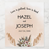 Boho Wildflower Romance Wedding Wine Label Wijn Etiket (Enkel label)