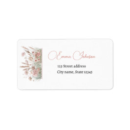 Boho Wildflower Roze Bloem Retouradreslabel Etiket