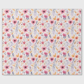 Boho Wildflower Roze Oranje Bruids Baby Shower Cadeaupapier (Vlak)