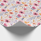 Boho Wildflower Roze Oranje Bruids Baby Shower Cadeaupapier (Hoek)