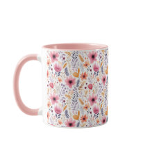 Boho Wildflower Roze Oranje Paars Koraal Bloemmoti
