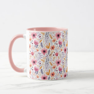 Boho Wildflower Roze Oranje Paars Koraal Bloemmoti Mok