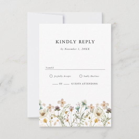 Boho Wildflower RSVP Kaart (Voorkant)