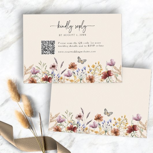 Boho Wildflower RSVP Kaart