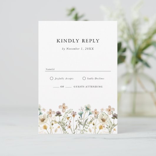 Boho Wildflower RSVP-kaart RSVP Kaartje (Staand voorkant)