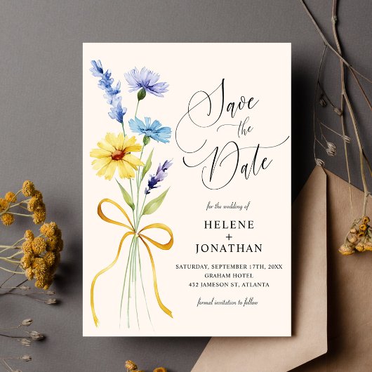 Boho Wildflower Rustic Garden Elegante bruiloft Save The Date