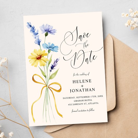 Boho Wildflower Rustic Garden Elegante bruiloft Save The Date