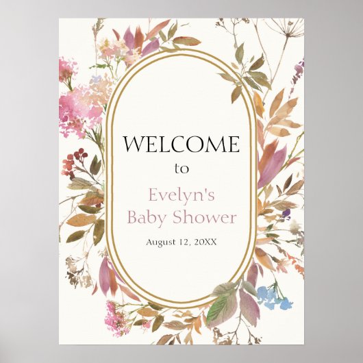 Boho Wildflower Rustic Wreath welkomstPoster Poster (Voorkant)