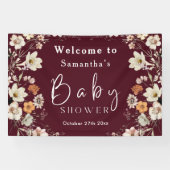 Boho Wildflower rustiek Bourgondisch Baby shower Spandoek (Horizontaal)