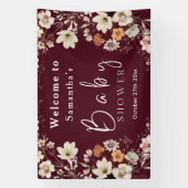 Boho Wildflower rustiek Bourgondisch Baby shower Spandoek (Verticaal)