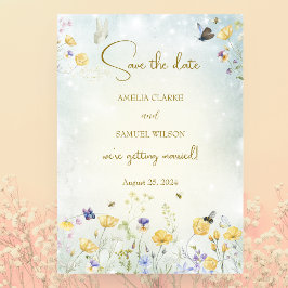 Boho Wildflower Rustiek Groen Save The Date Notitiekaartje