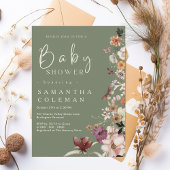 Boho Wildflower rustiek Salie Groen Baby shower Kaart