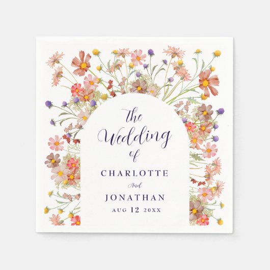 Boho Wildflower Rustieke Bloemboog Huwelijk Servet (Voorkant)