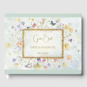 Boho Wildflower Rustieke Groene Bruiloft Gastenboek (Voorkant)