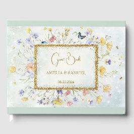 Boho Wildflower Rustieke Groene Bruiloft Gastenboek