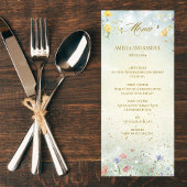 Boho Wildflower Rustieke Groene Bruiloft Menu