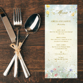 Boho Wildflower Rustieke Groene Bruiloft Menu