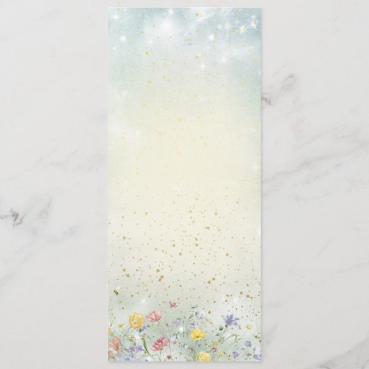 Boho Wildflower Rustieke Groene Bruiloft Menu (Achterkant)