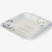 Boho Wildflower Rustieke Groene Bruiloft Papieren Bordje (Gebogen)