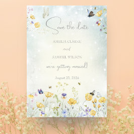 Boho Wildflower Rustieke Groene Bruiloft Save the  Notitiekaartje