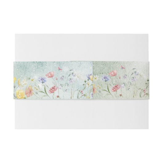 Boho Wildflower Rustieke Groene Bruiloft Uitnodigingen Wikkel (Achterkant Voorbeeld)