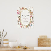 Boho Wildflower Rustieke Krans Welkom Poster (Keuken)