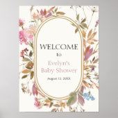 Boho Wildflower Rustieke Krans Welkom Poster (Voorkant)