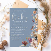 Boho Wildflower rustieke Periwinkle Baby shower Kaart
