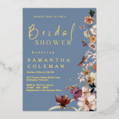 Boho Wildflower rustieke Periwinkle Vrijgezellenfe Folie Uitnodiging (Voorkant)