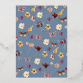 Boho Wildflower rustieke Periwinkle Vrijgezellenfe Folie Uitnodiging (Achterkant)