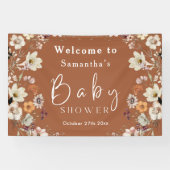 Boho Wildflower rustieke terracotta Baby shower Spandoek (Horizontaal)