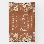 Boho Wildflower rustieke terracotta Baby shower Spandoek (Verticaal)