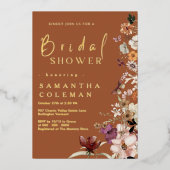 Boho Wildflower rustieke terracotta Vrijgezellenfe Folie Uitnodiging (Voorkant)