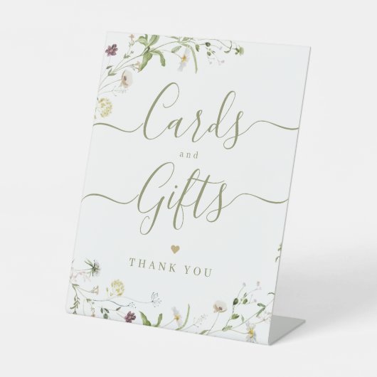 Boho Wildflower rustieke trouwkaarten en geschenke Reclamebord Met Voetstuk (Voorkant)