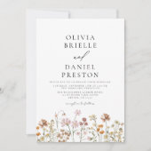 Boho Wildflower rustieke tuin bruiloft Kaart (Voorkant)