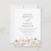 Boho Wildflower rustieke tuin bruiloft Kaart (Voorkant)