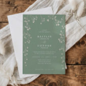 Boho Wildflower Sage Green Baby's Breath Wedding Kaart