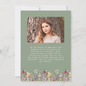 Boho Wildflower Sage Green Foto Afstudeerder Aanko Kaart (Achterkant)