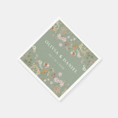 Boho Wildflower Sage Green Garden Wedding Servet (Hoek)