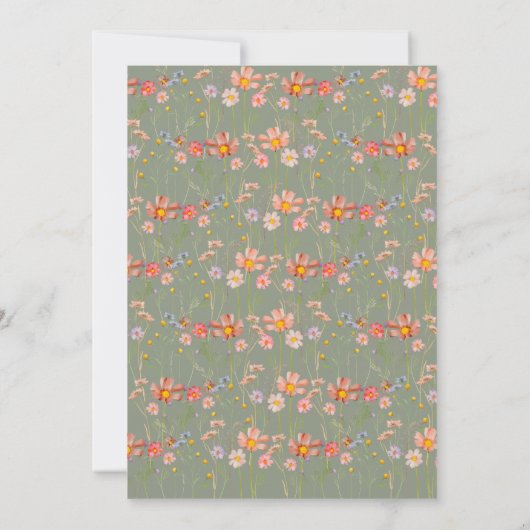 Boho Wildflower Sage Green Wedding Kaart (Achterkant)